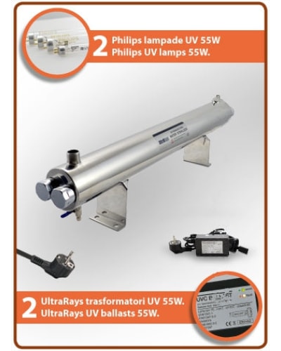 Ultrarays Sistema Uv Completo 110W. (2X55W) 1 Lampade